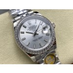 Datejust series, 31mm silver dial with diamonds, silver strap