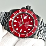 Submariner series, red dial, 40 mm, black strap
