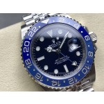 Greenwich series, blue dial, blue bezel, 40 mm, silver five-link bracelet.