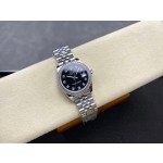 Datejust series, black dial with diamonds, 31mm, silver strap