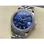 Datejust series, blue dial with diamonds, 31mm, silver strap