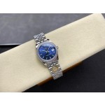 Datejust series, blue dial with diamonds, 31mm, silver strap