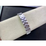 Cartier Ballon Bleu series, 33mm women's watch with silver dial and silver strap, mechanical movement.