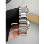 Cartier Ballon Bleu series, 42mm men's watch, silver dial and silver strap, mechanical.