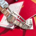 Cartier Ballon Bleu series, 33mm women's watch with silver dial, rose gold two-tone strap, quartz watch.