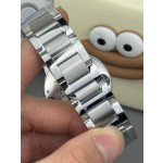 Cartier Ballon Bleu series, 36mm silver dial, silver strap, mechanical.