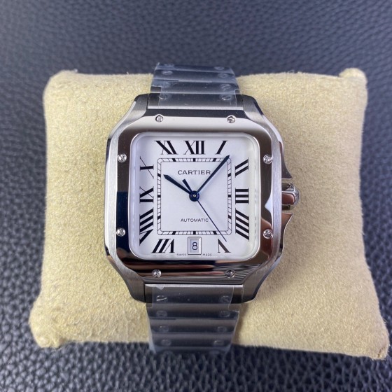 Cartier Santos Men's Mechanical Watch 47.5mm with Silver Strap