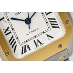 Cartier Santos Ladies' Mechanical Watch 35mm, Gold Bezel, Silver Strap