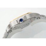 Cartier Santos Ladies' Mechanical Watch 35mm, Gold Bezel, Silver Strap