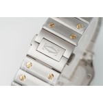 Cartier Santos Ladies' Mechanical Watch 35mm, Gold Bezel, Silver Strap