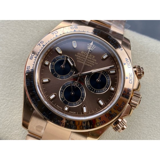 Rolex Daytona series, chocolate dial, rose gold bezel, rose gold case, 40mm, rose gold Oyster bracelet.
