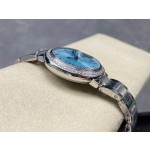 Cartier Ballon Bleu Ice Blue Dial with Diamonds, 33mm, Silver Strap, Mechanical Women's Watch