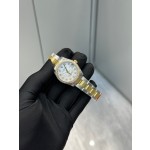 Datejust series, 31mm mother-of-pearl dial with diamonds, two-tone gold and silver strap.