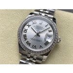 Datejust series, 31mm silver dial with diamonds, silver strap