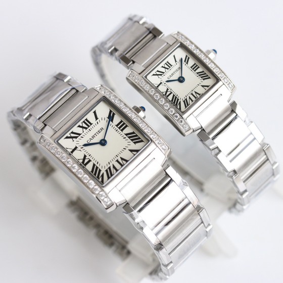 Cartier Tank Silver Diamond Set