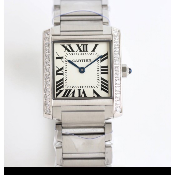Cartier Tank Silver Diamond Set