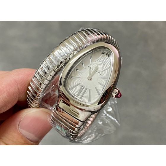 Bulgari Serpentl series, white dial, silver