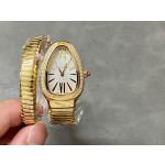 Bulgari Serpentl Collection: White dial with diamonds and gold snake bezel