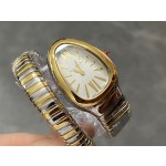 Bulgari Serpentl series, white dial, gold and silver two-tone snake bezel