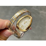 Bulgari Serpentl series, white dial, gold and silver two-tone snake bezel