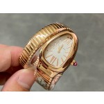 Bulgari Serpenti series, white dial, rose gold snake bezel