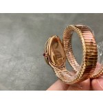 Bulgari Serpenti series, white dial, rose gold snake bezel