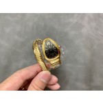 Bulgari Serpenti series, black dial, gold snake bezel
