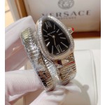 Bulgari Serpentl Collection: Black dial with diamonds and silver snake bezel