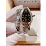 Bulgari Serpentl Collection: Black dial with diamonds and silver snake bezel