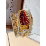 Bulgari Serpentl Collection: Red dial with diamonds and gold snake bezel