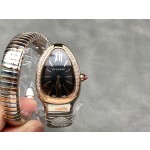 Bulgari Serpentl Collection: Black dial with diamonds, rose gold two-tone snake bezel