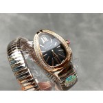 Bulgari Serpentl Collection: Black dial with diamonds, rose gold two-tone snake bezel