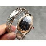 Bulgari Serpentl Collection: Black dial with diamonds, rose gold two-tone snake bezel