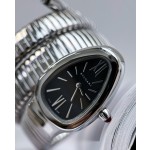 Bulgari Serpenti series, black dial, silver snake bezel