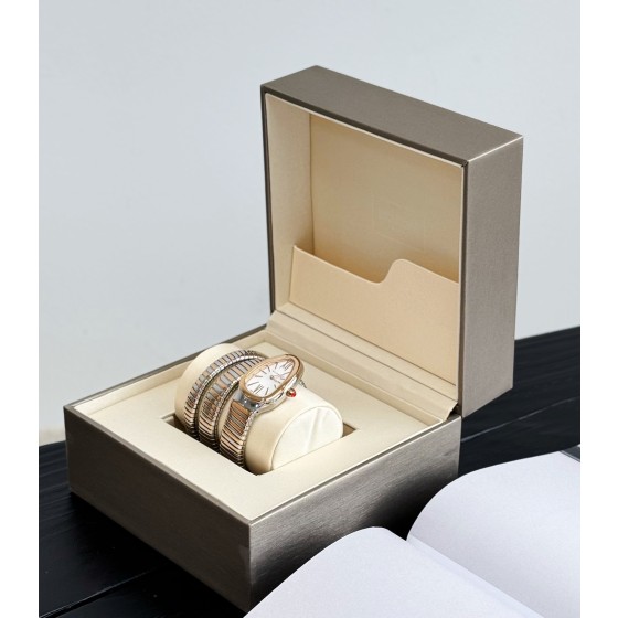 Bulgari Serpentl series, white dial, rose gold two-tone snake bezel
