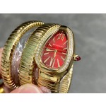 Bulgari Serpentl Collection: Red dial with diamonds and gold snake bezel
