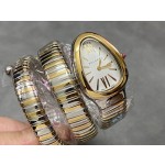 Bulgari Serpentl series, white dial, gold and silver two-tone snake bezel