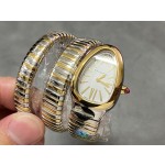 Bulgari Serpentl series, white dial, gold and silver two-tone snake bezel