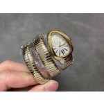 Bulgari Serpentl series, white dial, gold and silver two-tone snake bezel