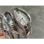 Bulgari Serpentl Collection: White dial with diamonds and silver snake bezel