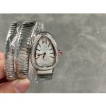 Bulgari Serpentl Collection: White dial with diamonds and silver snake bezel