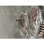 Bulgari Serpentl Collection: White dial with diamonds and silver snake bezel