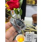 Bulgari Serpenti series, black dial, silver snake bezel