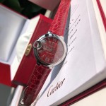 Cartier Ballon Bleu series, 33mm red dial, red leather strap, mechanical women's watch