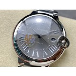 Cartier Ballon Bleu series, 42mm grey dial, silver strap, mechanical men's watch