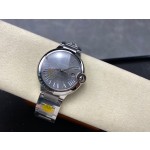 Cartier Ballon Bleu series, 42mm grey dial, silver strap, mechanical men's watch