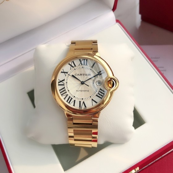Cartier Ballon Bleu series 42mm gold strap mechanical men's watch