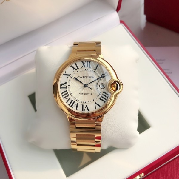 Cartier Ballon Bleu series 42mm gold strap mechanical men's watch