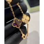 Four-leaf clover red and gold laser-cut five-flower bracelet