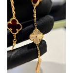 Four-leaf clover red and gold laser-cut five-flower bracelet